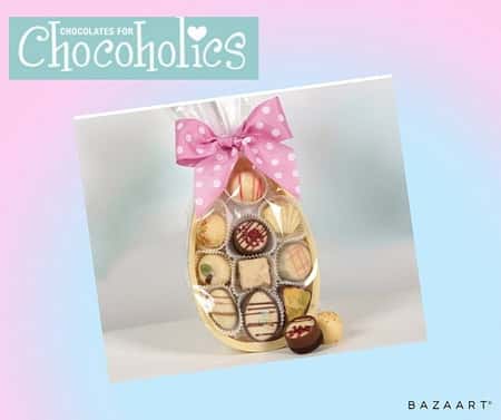 8035 White Chocolate Luxury Half Easter Egg with white chocolates and pink spot bow