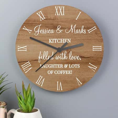 £24.99 - Free UK Delivery - Personalised Free Text Wood Effect Clock