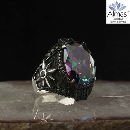 Alexandrite Stone 925 Sterling Silver Ring for Men