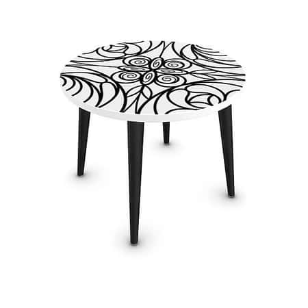 New Arrival - Designer Black Pattern | Round Coffee Table