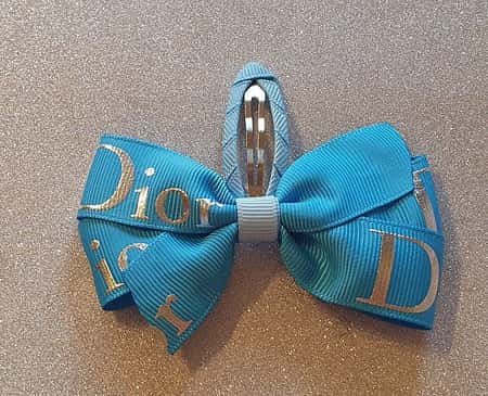 Baby Girls Blue and Silver Dior Hairbow or Headband