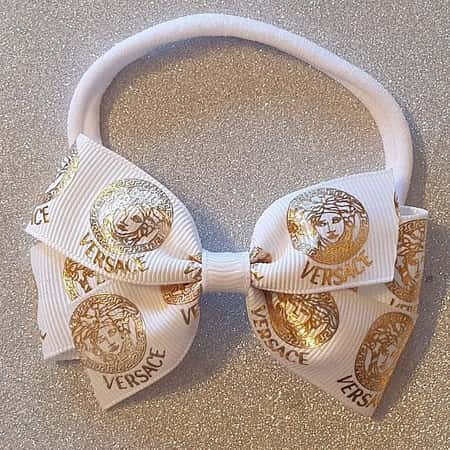 Versace White and Gold Hairbow or Headband
