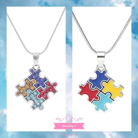 Autism Awareness Jigsaw Puzzle Piece Necklace  £7.95