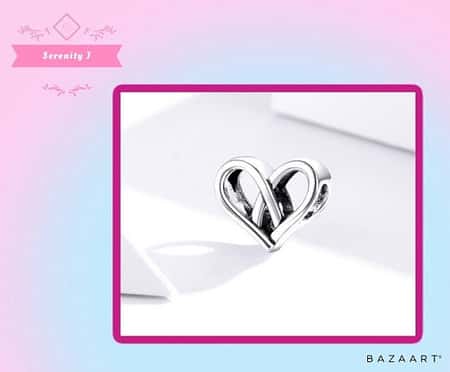 925 Sterling Silver Crossed Heart Bead Charm £22.95