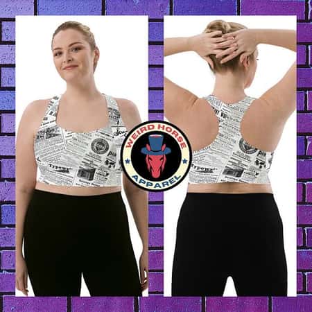 Vintage Newspaper Print Longline Sports Bra £40