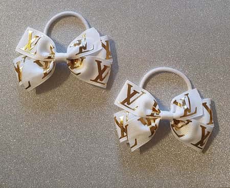 LV White and Gold Hairbow or Headband