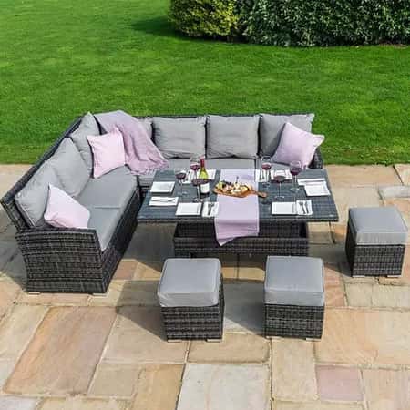 SAVE - Maze Rattan Kingston Corner Sofa Dining Set with Rising Table