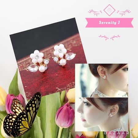 Zircon Flower Clip On Earrings £9.95