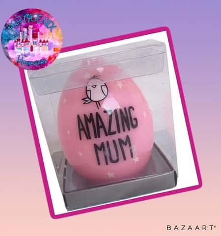 "Amazing Mum" Cute Pink Novelty Pillar Wax Candle Was £10.00 Now £5.00