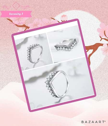 925 Sterling Silver Zircon Crown Wishbone Ring £28.95