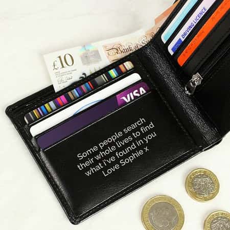 £18.99 Free UK Delivery - Black Leather Wallet - Personalised
