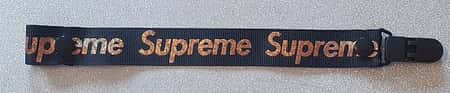 Supreme Black and Gold Dummyclip Pacifier Strap