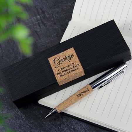 £17.99  Free UK Delivery -  Personalised Free Text Cork Pen Set