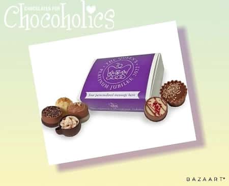 Personalised Platinum Jubilee White 6 Chocolate Box with Purple Wrapper 9455 - min order 25 £5.00