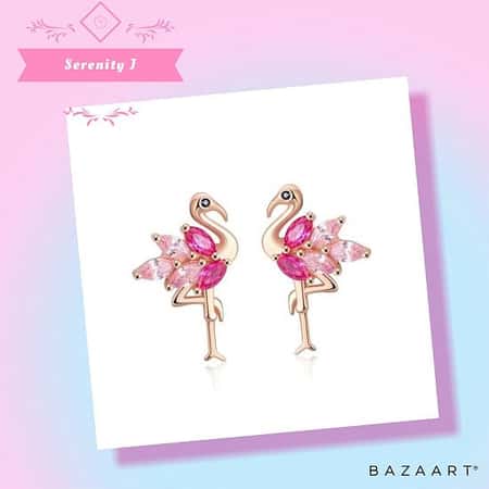 925 Sterling Silver Pink CZ Flamingo Stud Earrings £21.95