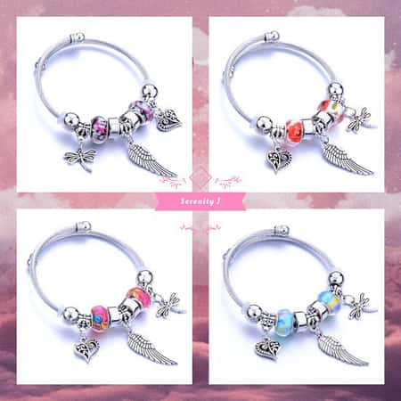 Pre Filled Angel Wing Bead Charm Bangle - 4 Options £11.95