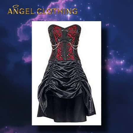 RED BROCADE GOTHIC CROSS CORSET DRESS XL £69.99 1 AVAILABLE