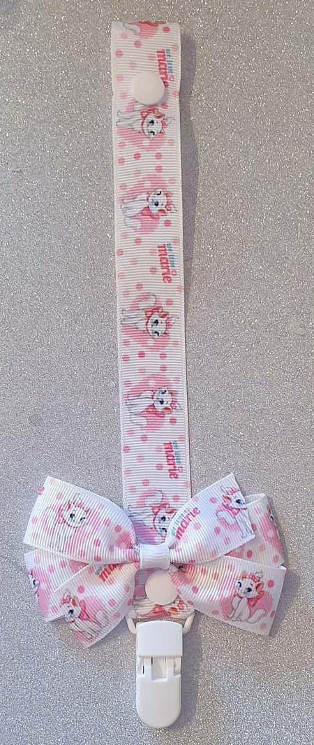 Marie Cat Bow Dummyclip Pacifier Strap