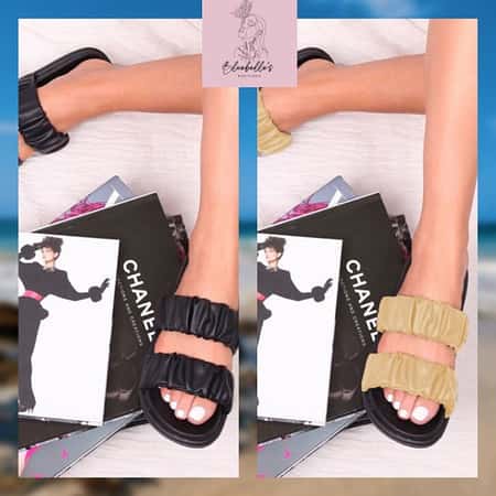 PU RUCHED STRAP SLIDER SANDALS £11.99