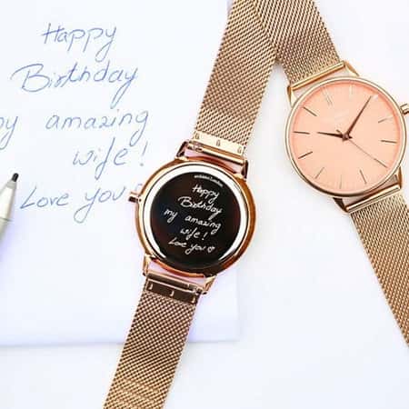 WAS £78.99 NOW £68.99 Free UK Delivery - Ladies Architēct Coral Rose Gold Mesh Strap Personalised