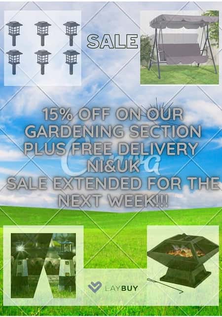 15% off garden products