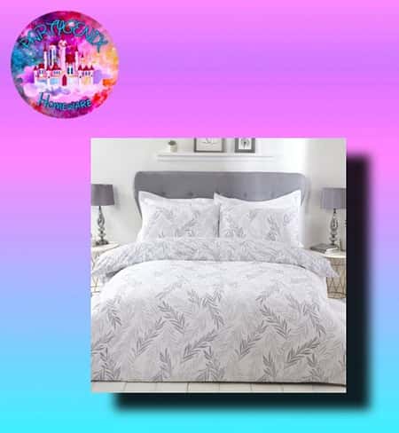 TRAILING LEAF REVERSIBLE DUVET SET GREY From £22