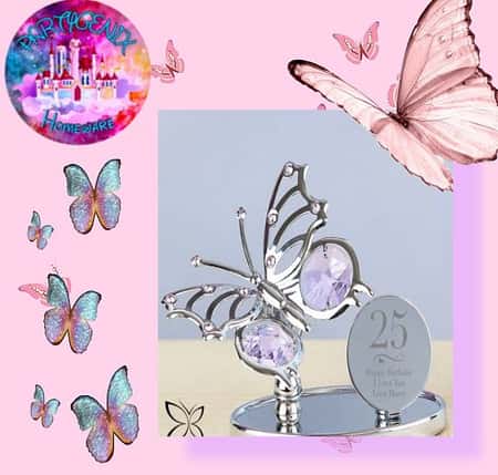 Personalised Swirls & Hearts Birthday Crystocraft Butterfly £17