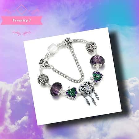 Pre Filled Purple & Green Leaf with Hanging Dreamcatcher Charm Bracelet £15.95