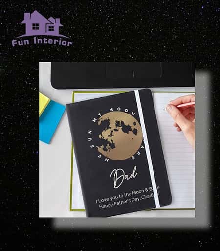 PERSONALISED MOON & STARS BLACK HARDBACK NOTEBOOK £13.99