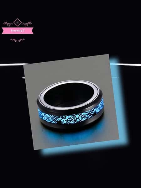 Stainless Steel Glow in The Dark Blue Spinner Ring £12.95
