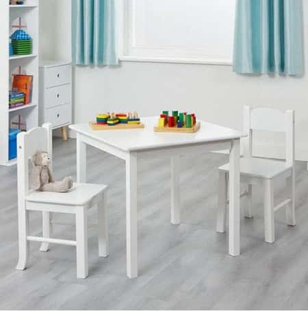 £63.99 - Free UK Delivery - Childrens White Wooden Table and Chair Set