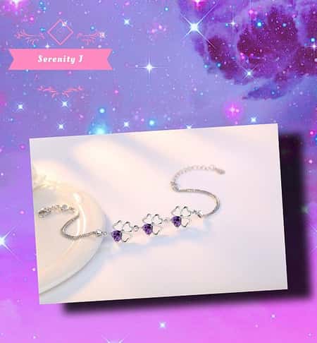 925 Sterling Silver Lucky Clover Bracelet Purple CZ £14.95