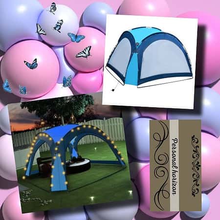 Party Tent with LED and 4 Sidewalls 3.6x3.6x2.3 m Blue £206.49