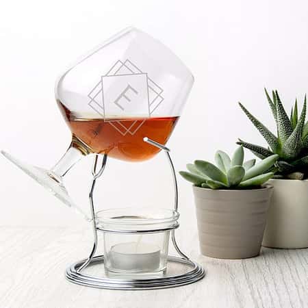 £31.99 - Free UK Delivery - Personalised Luxury Monogram Brandy Warmer Set