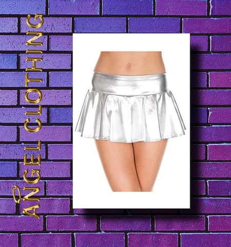 MUSIC LEGS WETLOOK WAVY SKIRT SILVER £24.99