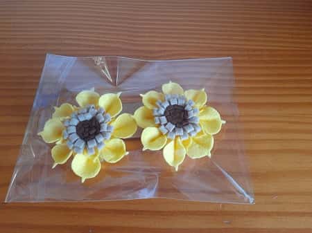 Set of handmade Felt sunflower hair clips.