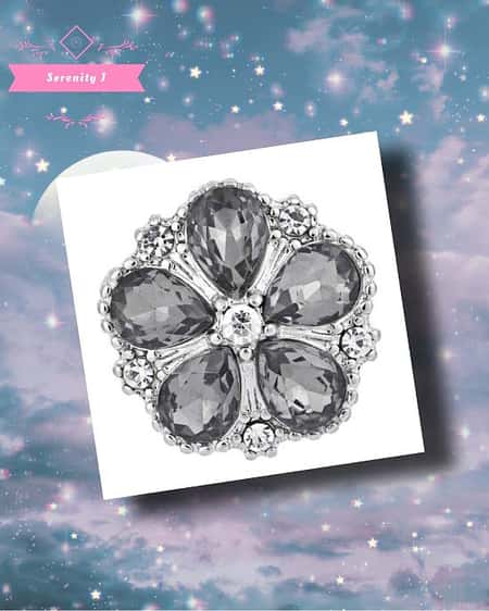 Grey Crystal Flower Snap Charm £5.95