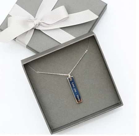 £49.99 - Free UK Delivery - Sterling Silver Bar Necklace Personalised