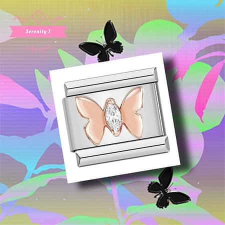 Pink Butterfly with Crystal Italian Charm £11.95