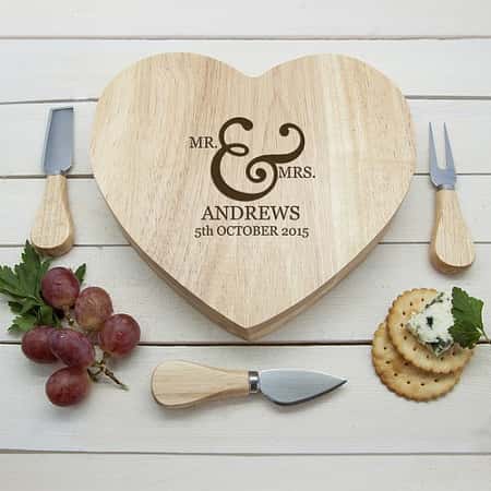 Classic Couples' Romantic Heart Cheese Board Personalised