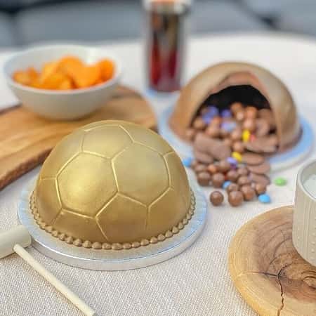 Gold Chocolate Football Smash Cake