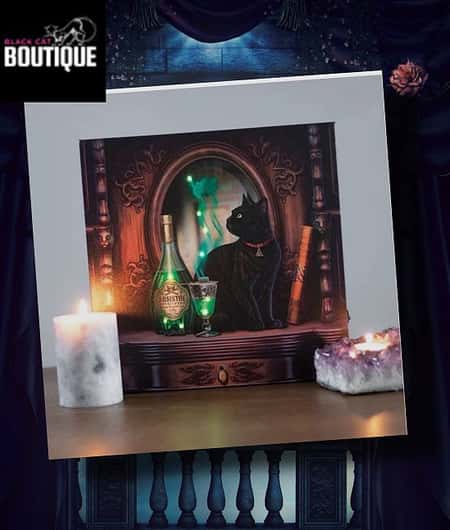 Absinthe Cat Light Up Canvas Plaque by Lisa Parker £16.99