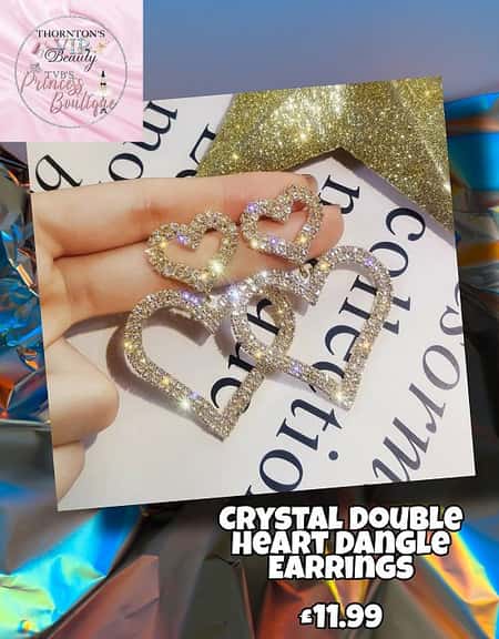 Crystal Double Heart Dangle Earrings £11.99
