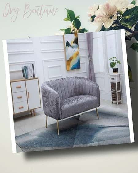 Grey Crushed Velvet Settee £230.00