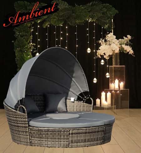 Outsunny 5pc Cushioned Outdoor Rattan Sofa Bed Table Set £719.99