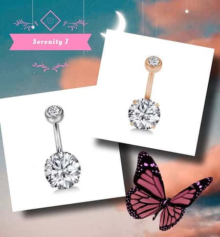 Single Bezel/Single Solitaire Surgical Steel Belly Button CZ Jewellery £7.95