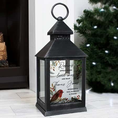 Personalised robins appear memorial lantern