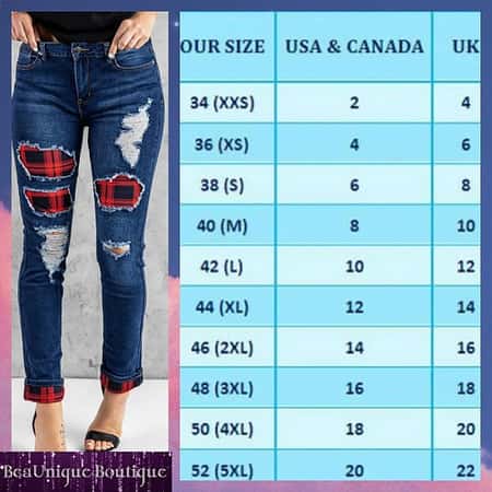 Red Plaid Splicing Hollow Out Ripped Jeans £34.99