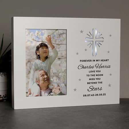 Cross LED Memorial Photo Frame Personalised