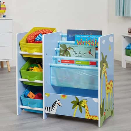 Safari Book Display Unit with Fabric Storage Boxes